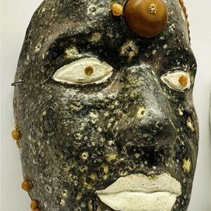 Taino Boricua Hand Made Wall Hanging Clay Mask 7" x 5"